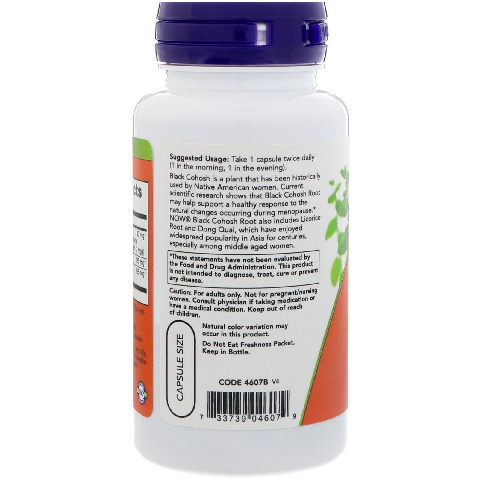 Now Foods Black Cohosh Root 80 mg 90 Veg Capsules GMP Quality Assured, Vegan,