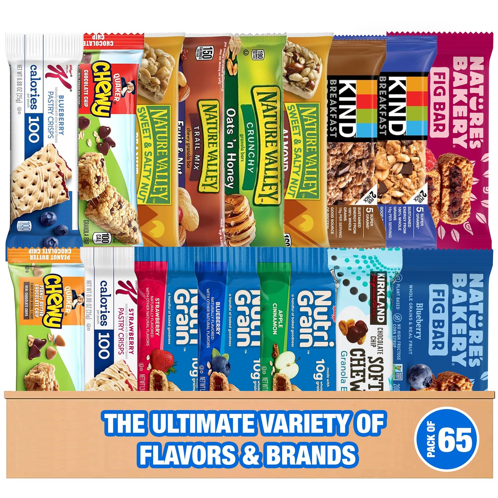 Granola Bars Bulk Variety Pack – 65 Count Healthy Granola Bars Variety Snac…