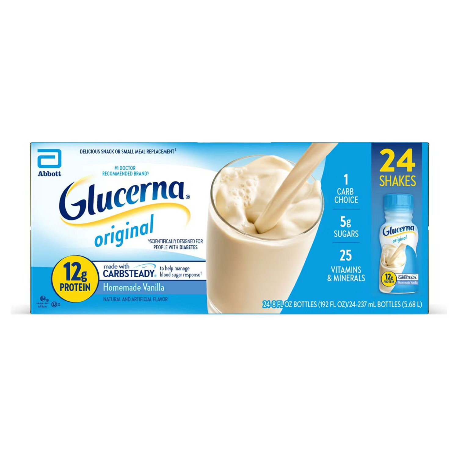 Glucerna 12g Protein Small Meal Replacement Shake Homemade Vanilla 8 fl.oz 24pk