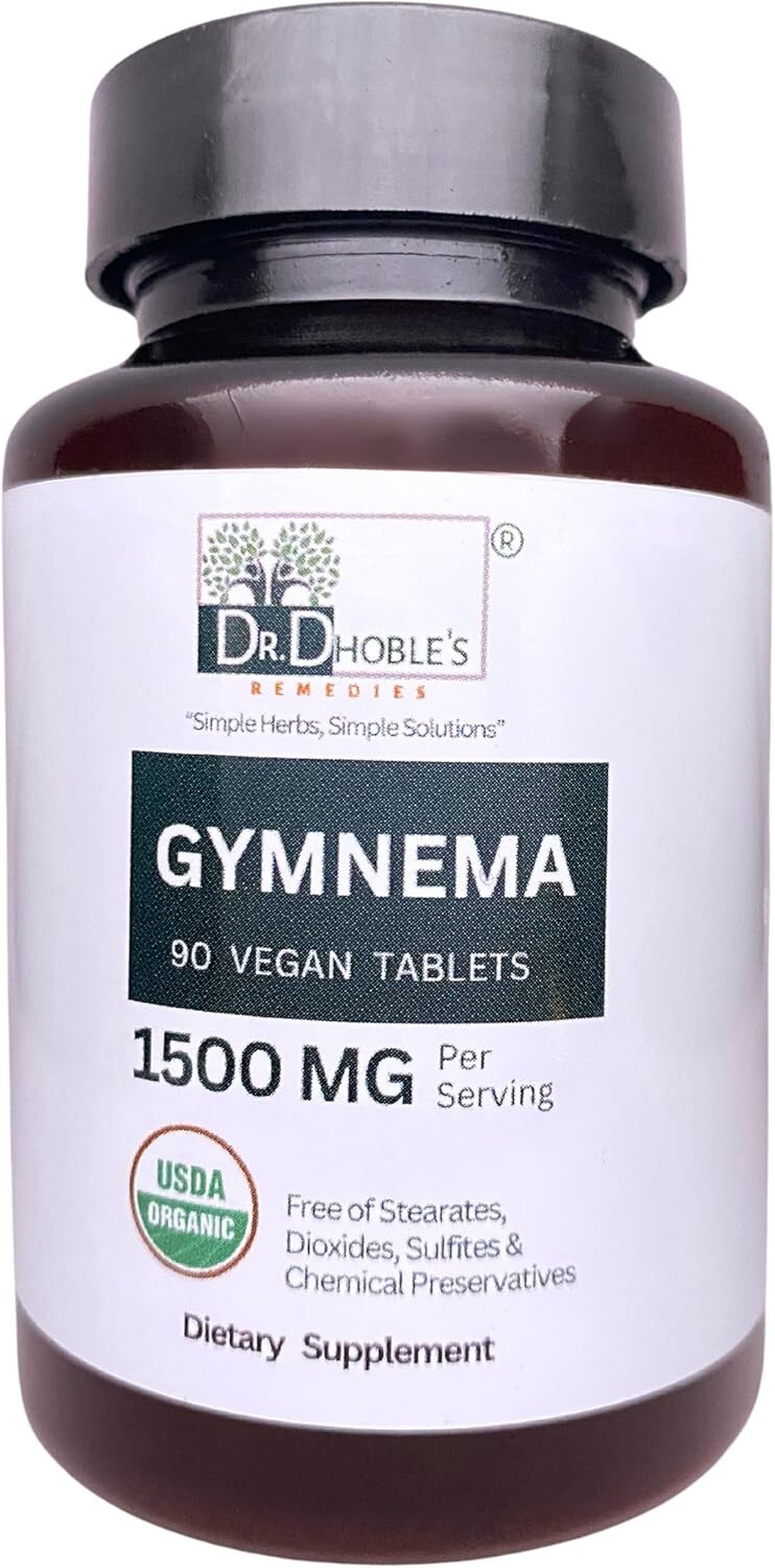 Gymnema Sylvestre, USDA Organic 1500mg Non-GMO, Made With Nature’s Glue 90 Tabs