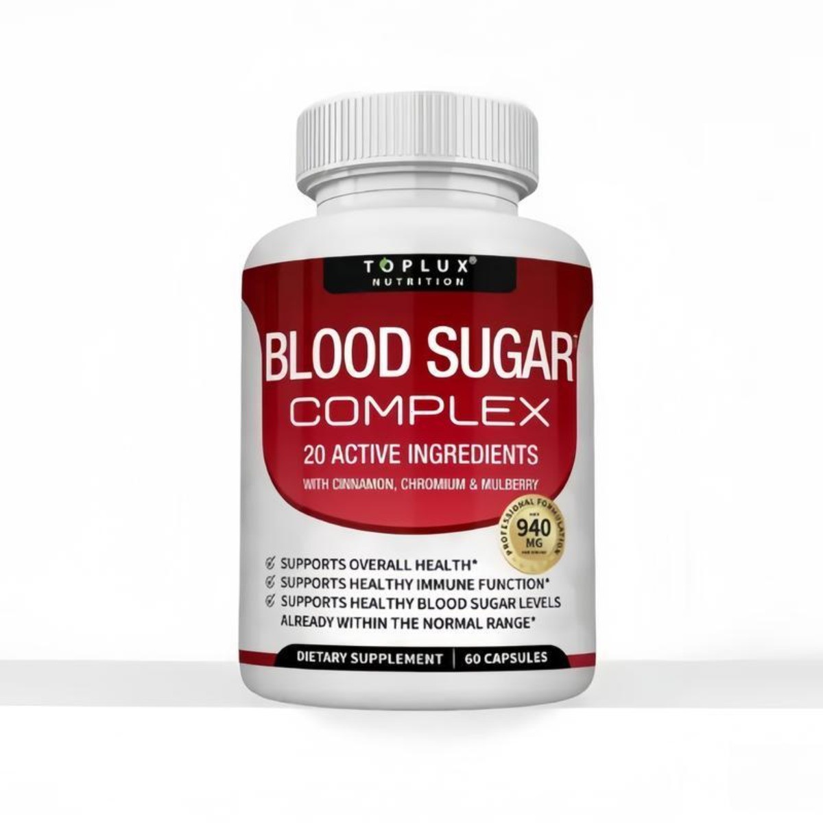 Toplux Nutrition Blood Sugar Complex | 60 Capsules with 20 Active Ingredients