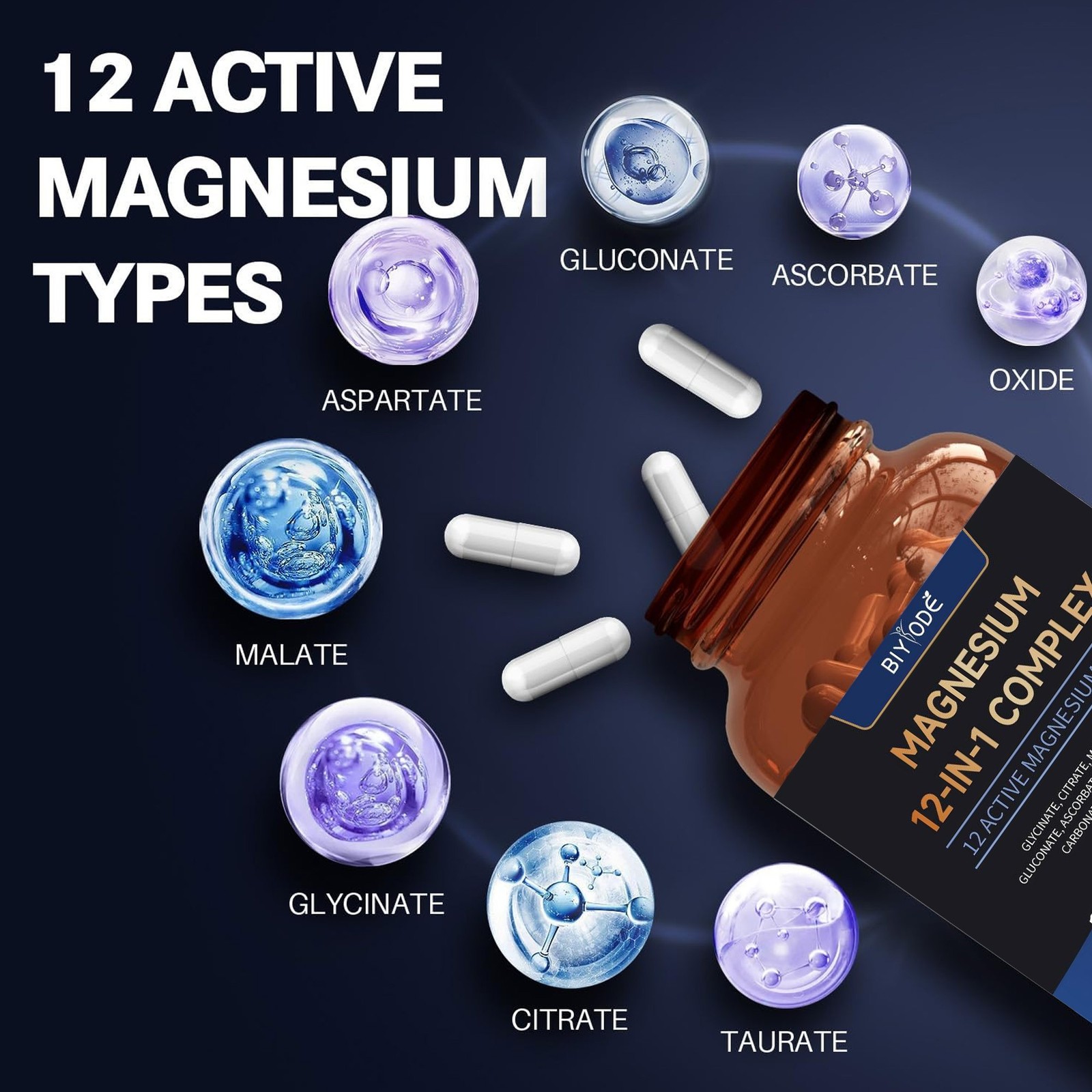 Magnesium 12 Complex 1 in 700mg – Dietary Supplement 90 Capsules