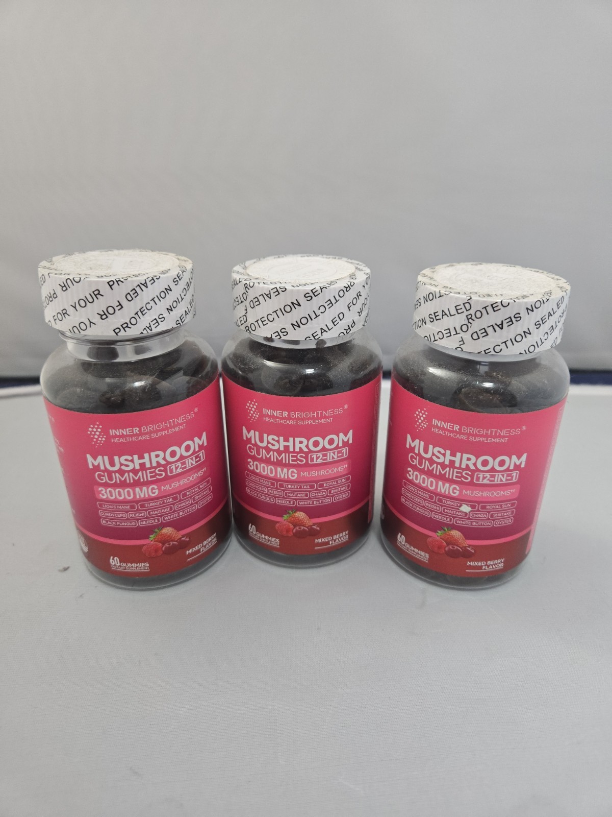3X Mushroom Gummies 12-in-1 Complex 3000mg Adults Immune Brain Energy