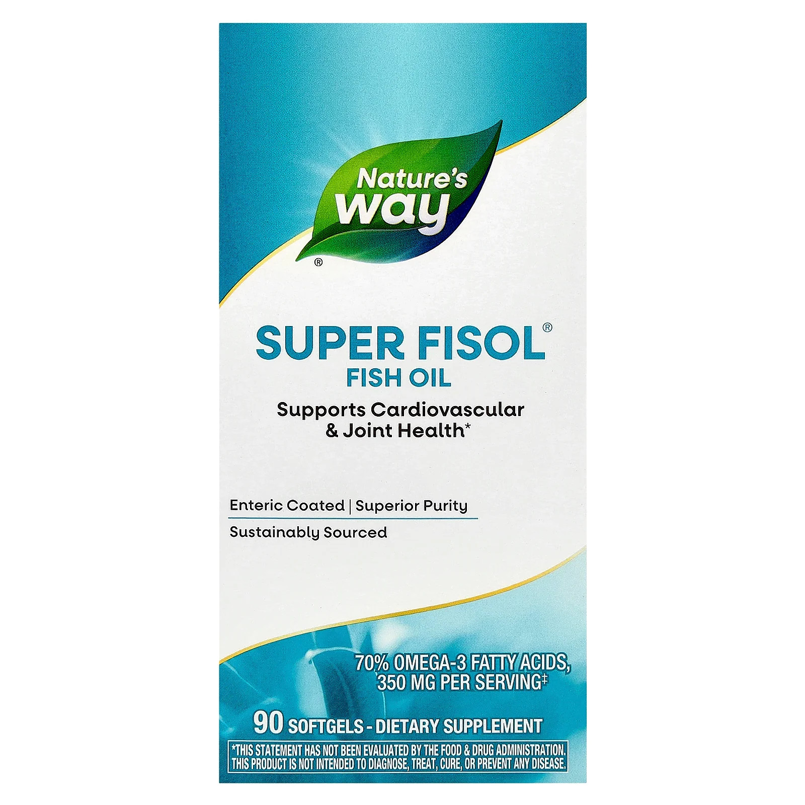 2 X Nature’s Way, Super Fisol� Fish Oil, 90 Softgels (500 mg per Softgel)