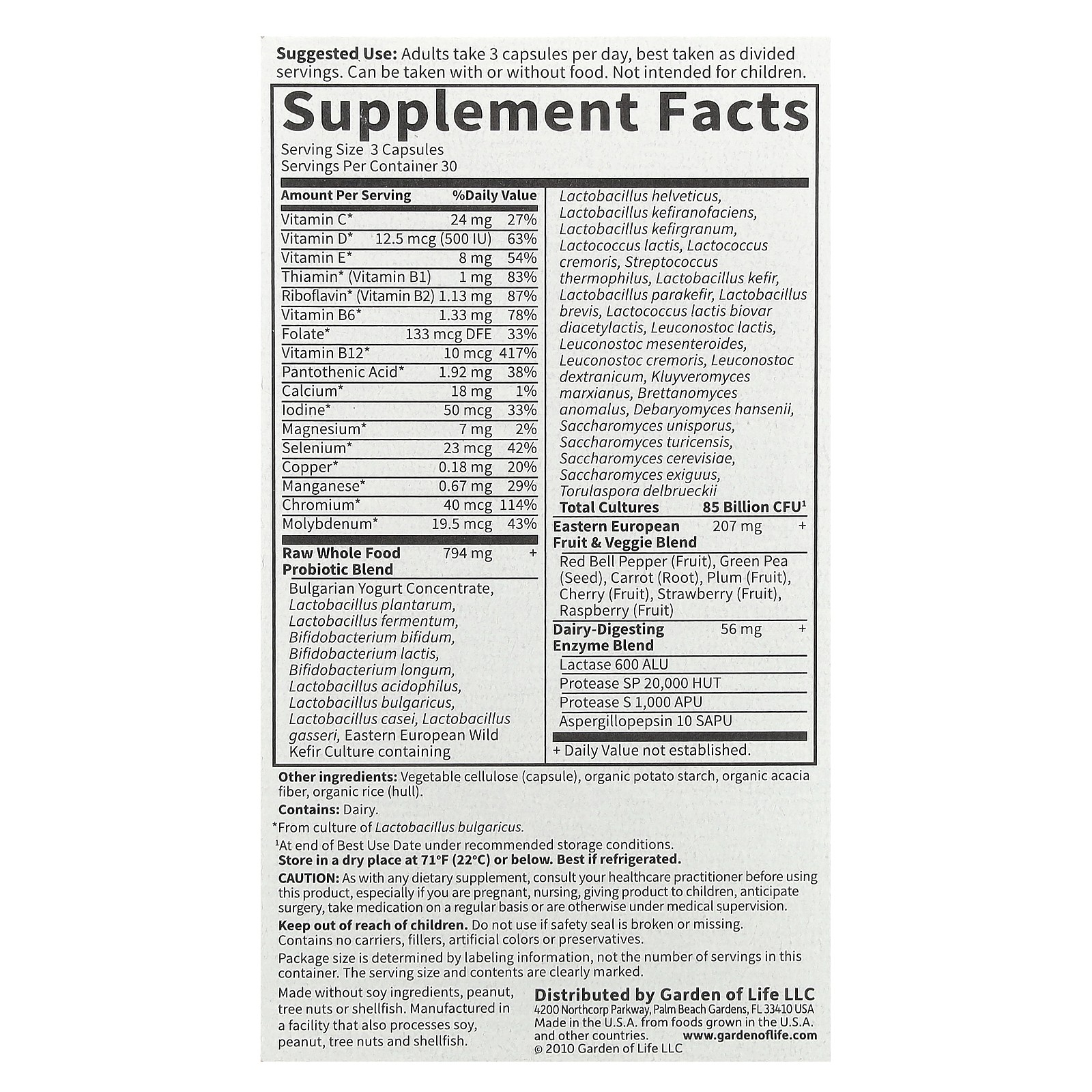 Garden of Life RAW Probiotics Men 90 Veggie Caps Gluten-Free, No Artificial