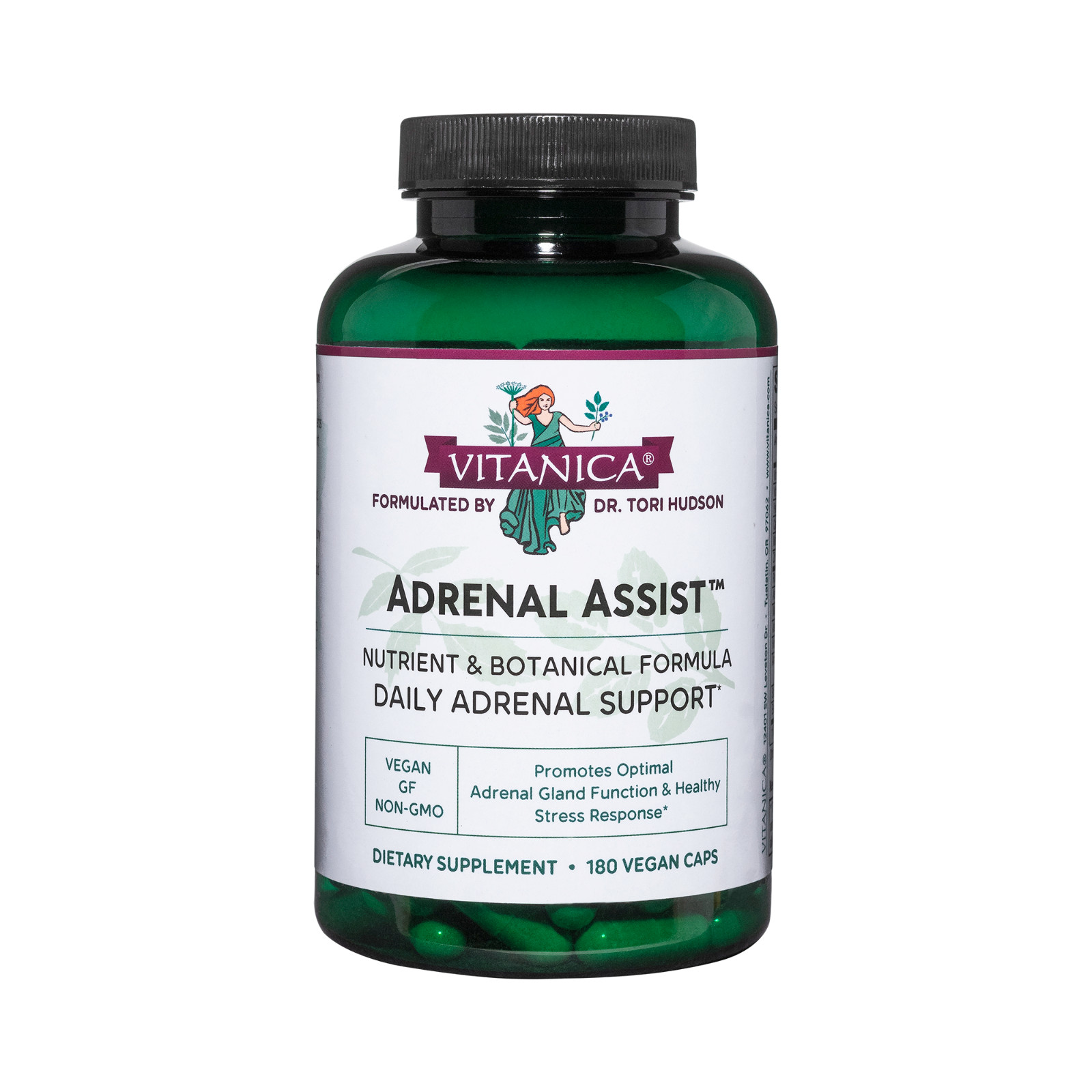 Vitanica, Adrenal Assist, Adrenal Support, Vegan, 180 Capsules