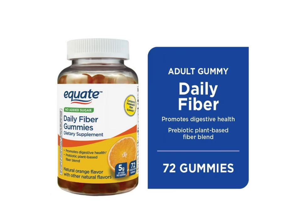 Equate Daily Fiber Supplement Gummies 5 mg 72 Count Free Shipping 3PACK