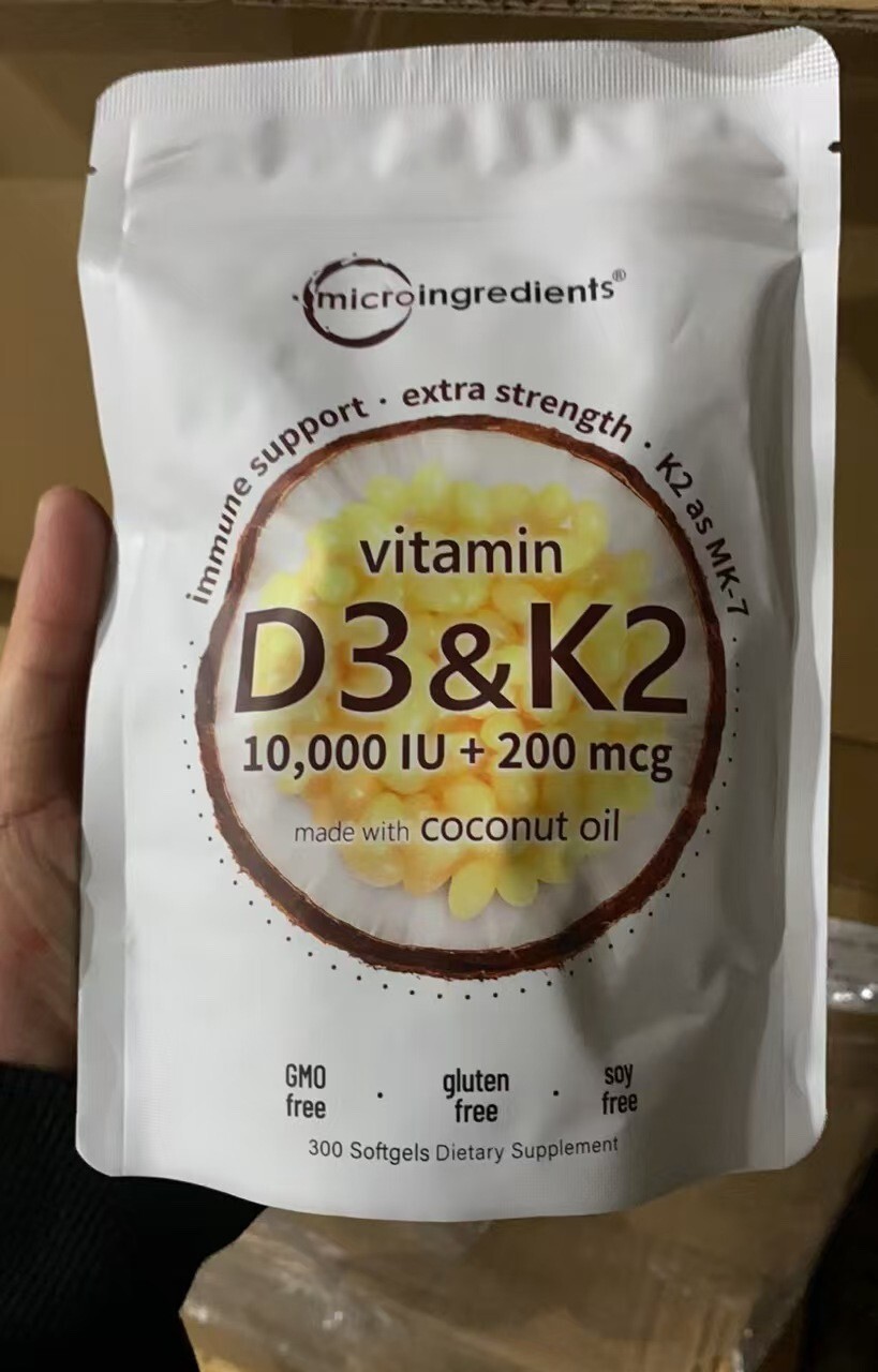 Vitamin Oil, and 300 K2 Softgels Dietary Supplement with Coconut D3 Micro