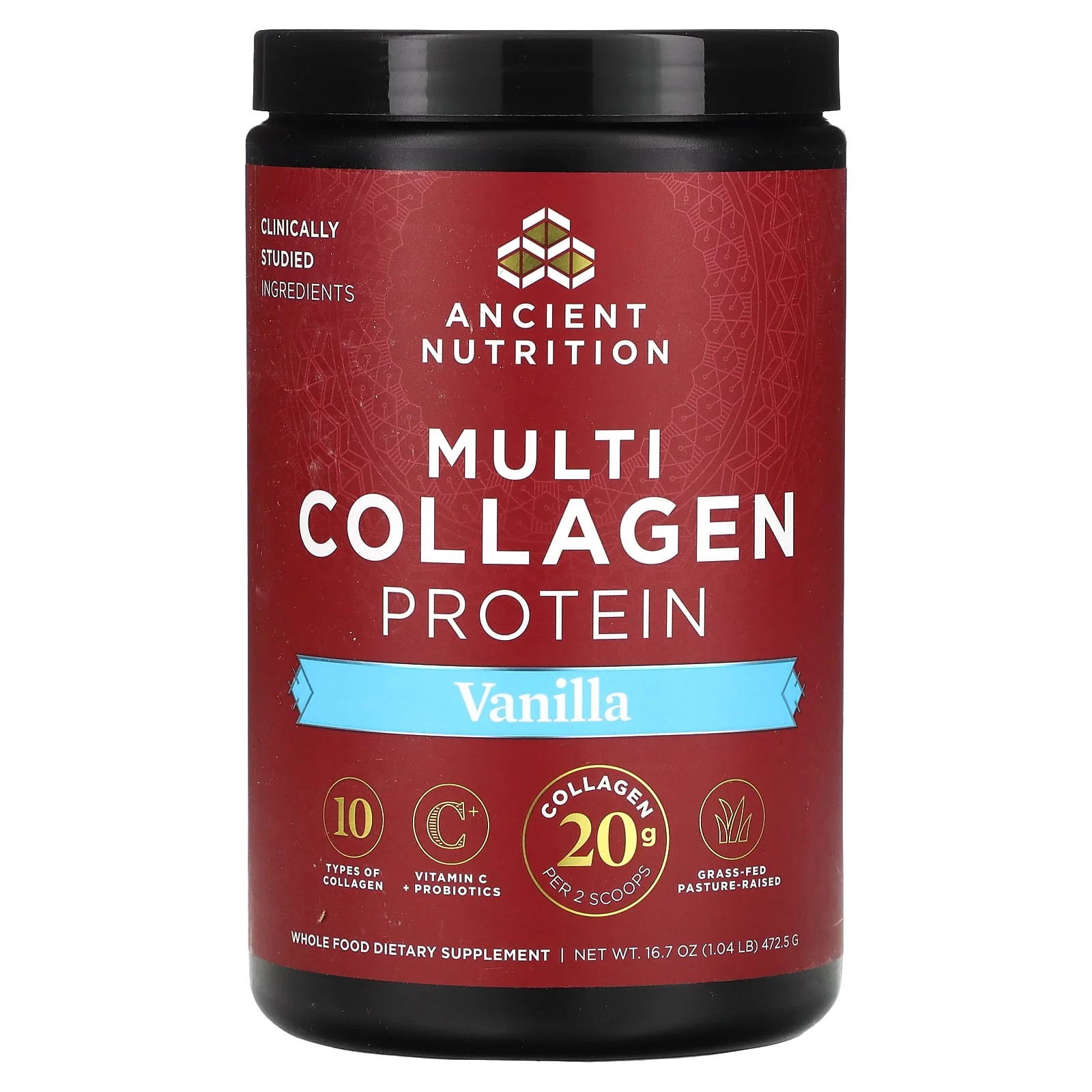2 X Ancient Nutrition, Multi Collagen Protein, Vanilla, 1.04 lb (472.5 g)