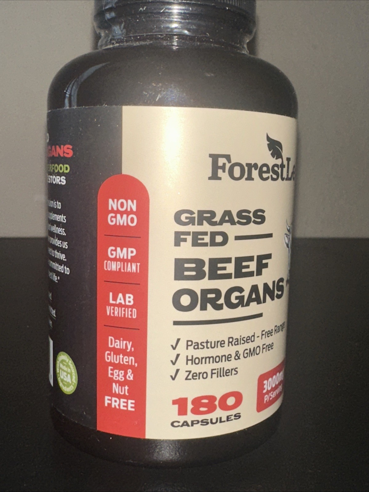 ForestLeaf Beef Organ Supplement – Grass Fed & Pasture Raised 180 Capsules 07/28