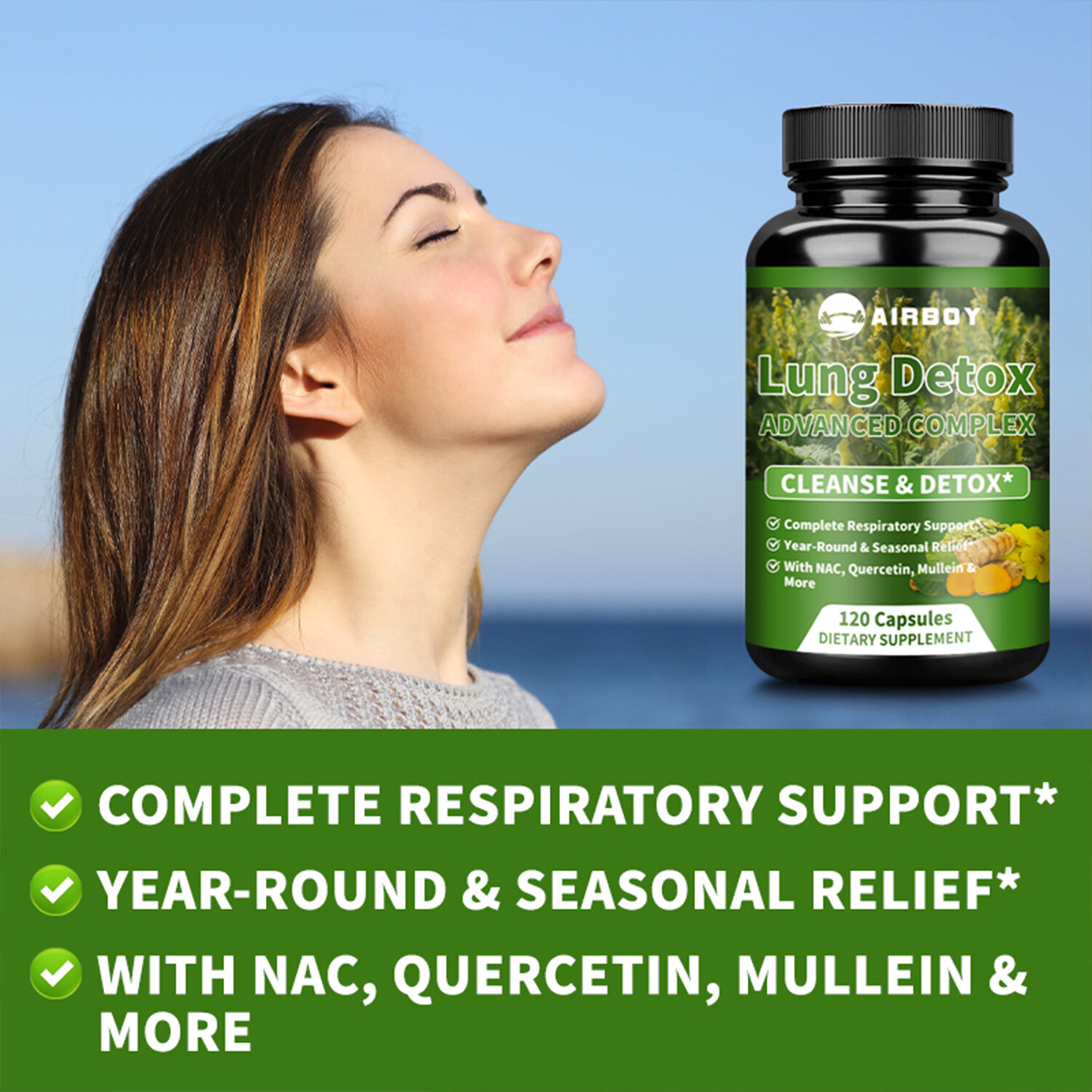 120pcs Lung Detox – Mullein Leaf -Enhance Respiratory Health, Cleansing & Detox