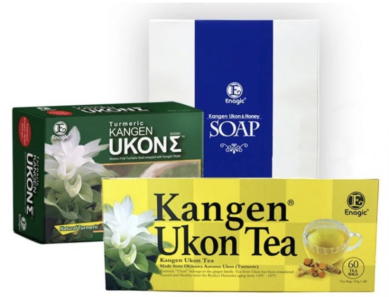 Enagic Kangen Ukon Sigma Combo 20x Ukon 5x Ukon Tea 16x Ukon Soap 41 pcs NEW