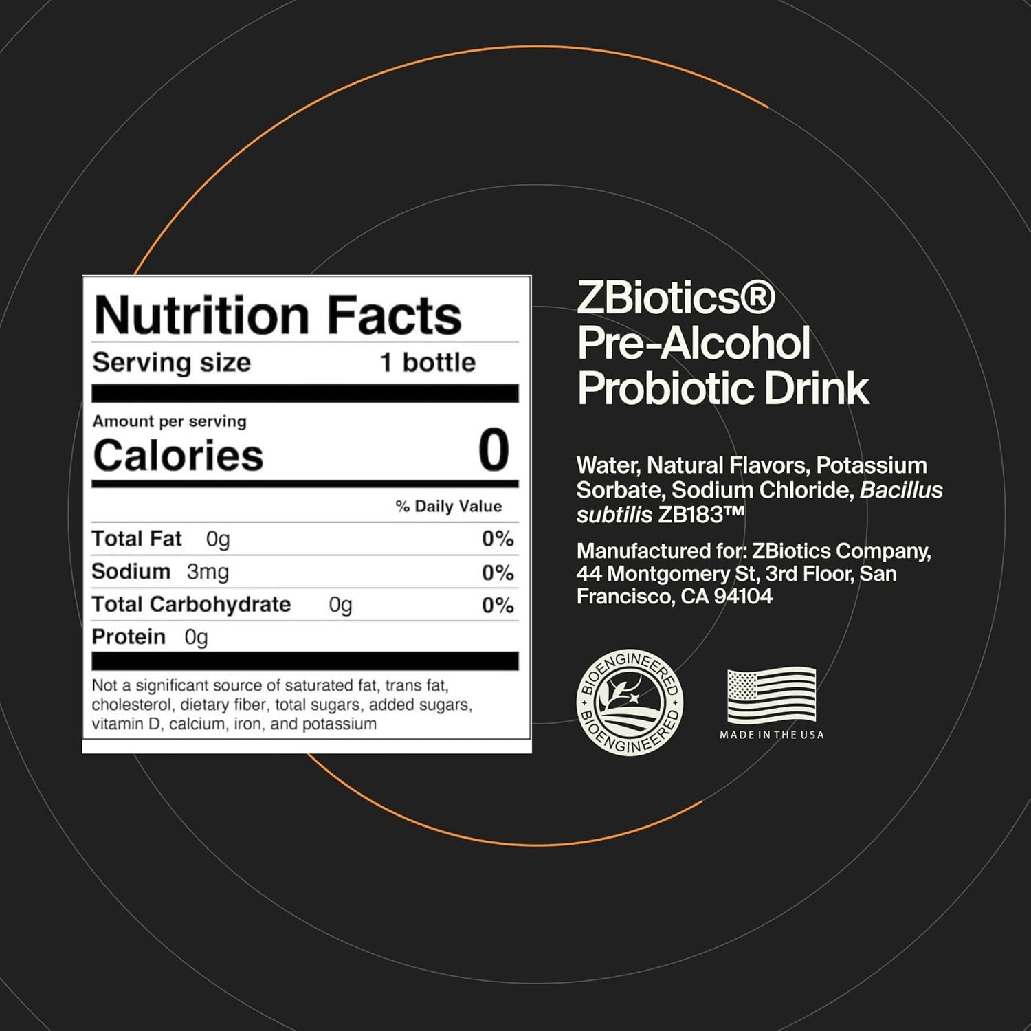 ZBiotics Pre Alcohol Probiotic Drink 12 Pack 0.47oz Bottles Travel Friendly