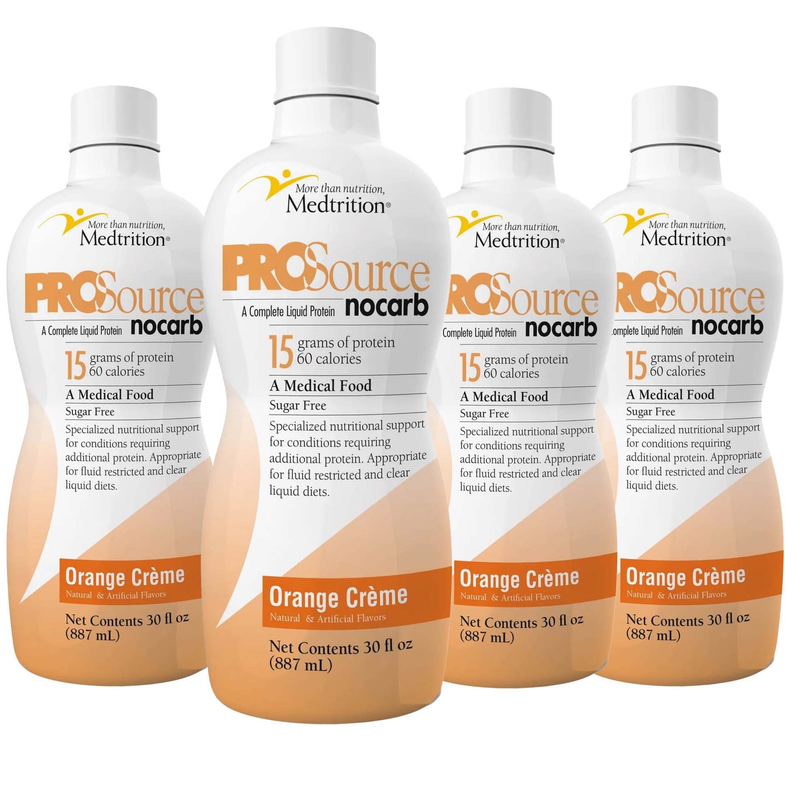 ProSource NoCarb Oral Supplement Orange Creme 32 oz Bottle 4 Ct
