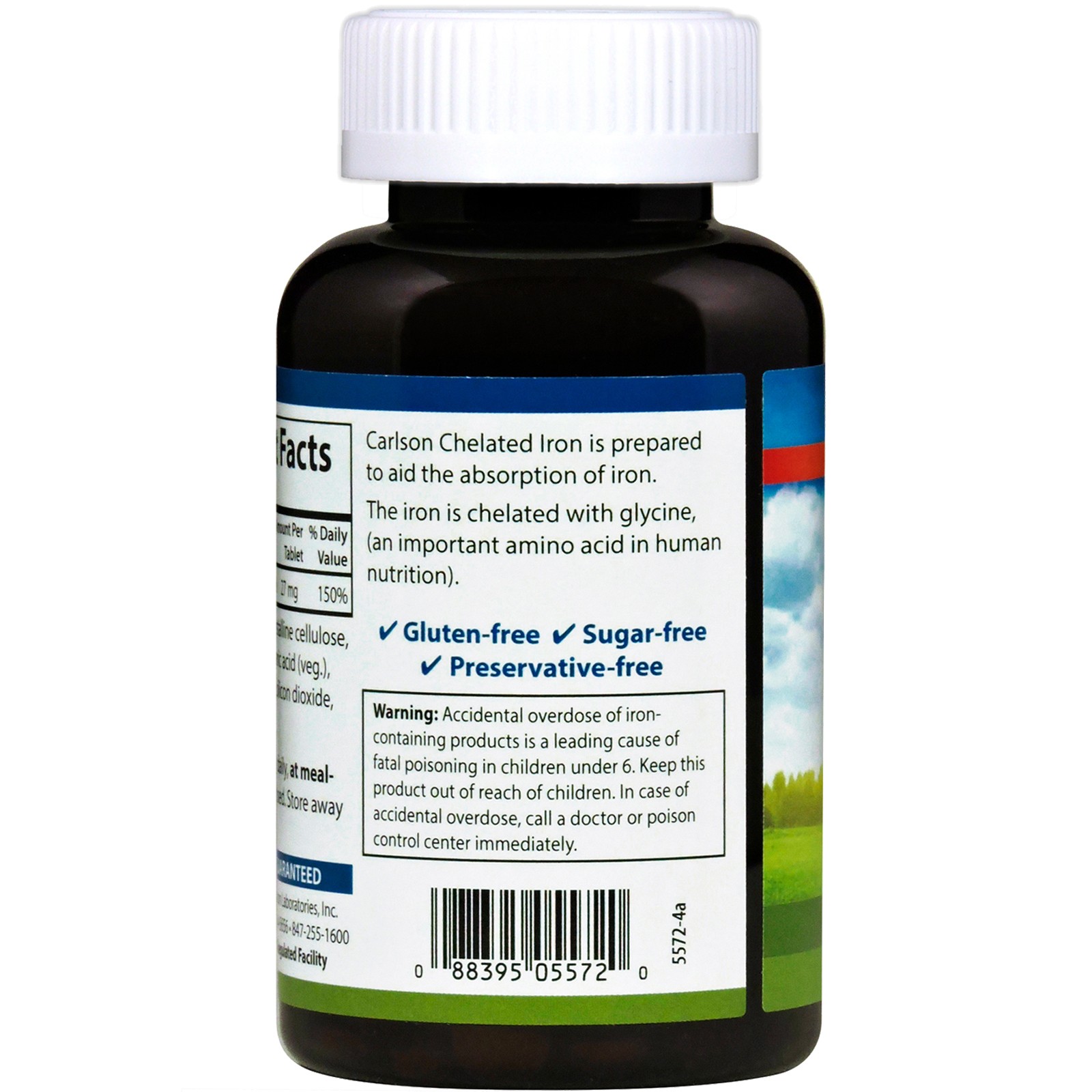 Carlson Labs Chelated Iron 250 Tablets Gluten-Free, Milk-Free,