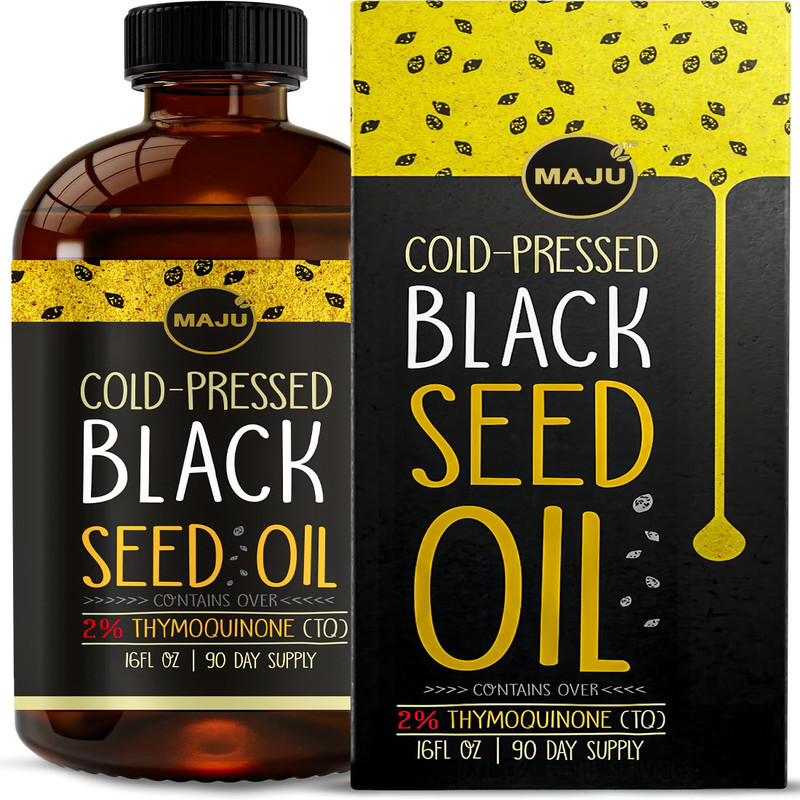 Maju Superfoods Majus Black Seed Oil 16Oz 3X Thymoquinone Cold Pressed 100