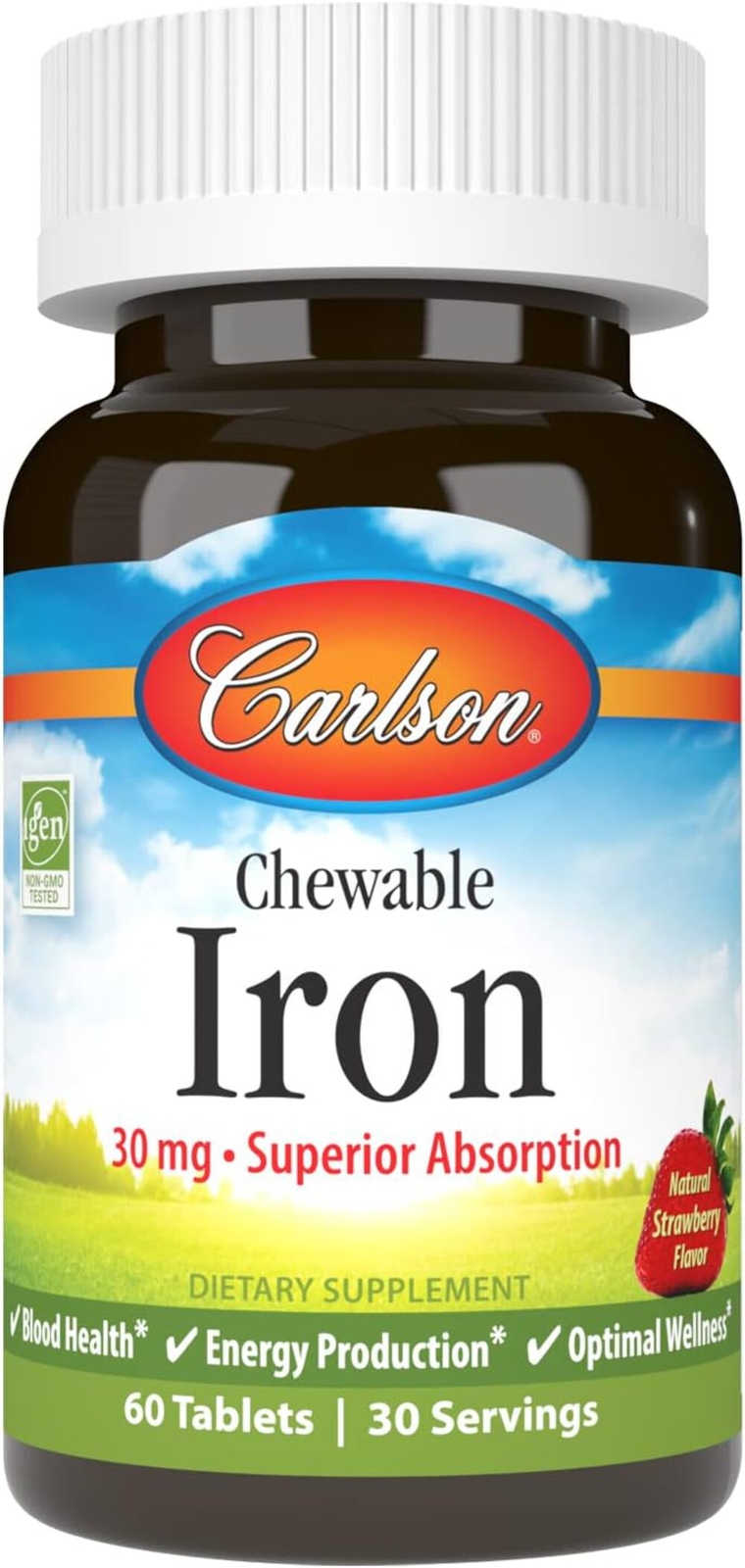 Carlson – Chewable Iron, 30 mg, Superior Absorption, Blood Health, Energy Produc