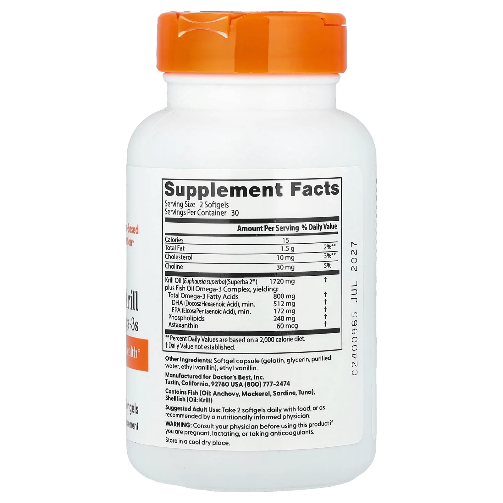 2 X Doctor’s Best, Enhanced Krill Plus Omega3s , 60 Softgels