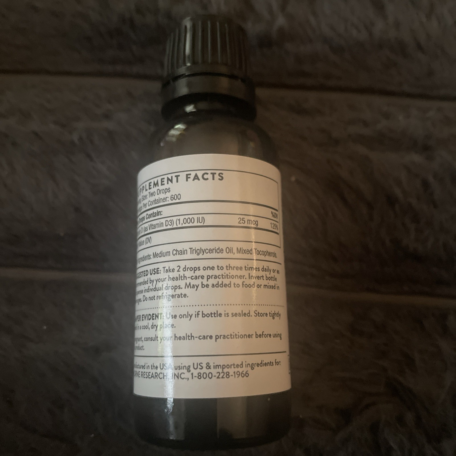 Thorne Vitamin D (D3) Liquid Supplement 30ml (1 fl Oz) Exp. June 2027