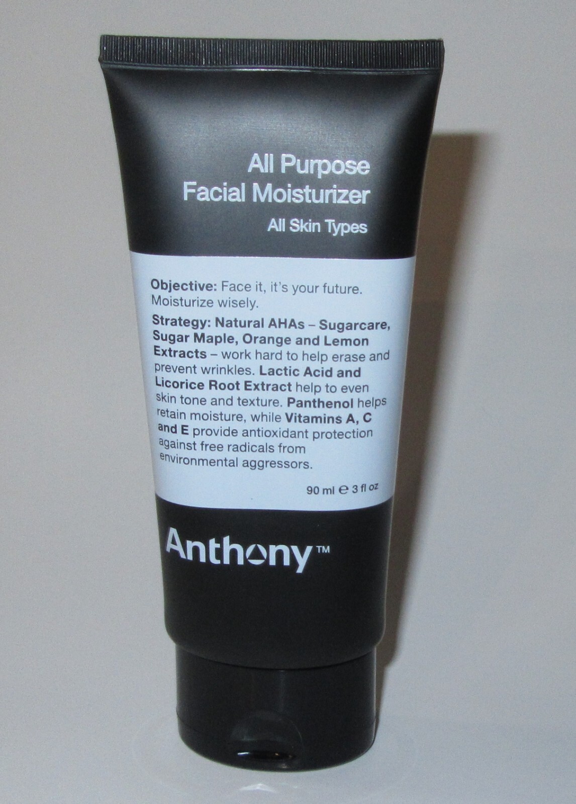 Anthony All Purpose Facial Moisturizer, 3 Fl Oz, Contains Natural AHA’s – Sealed