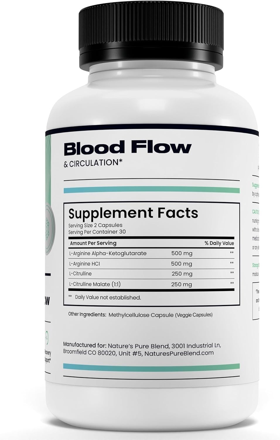 Nature’s Pure Blend Nitric Oxide Booster L-Arginine L-Citrulline 60 Capsules