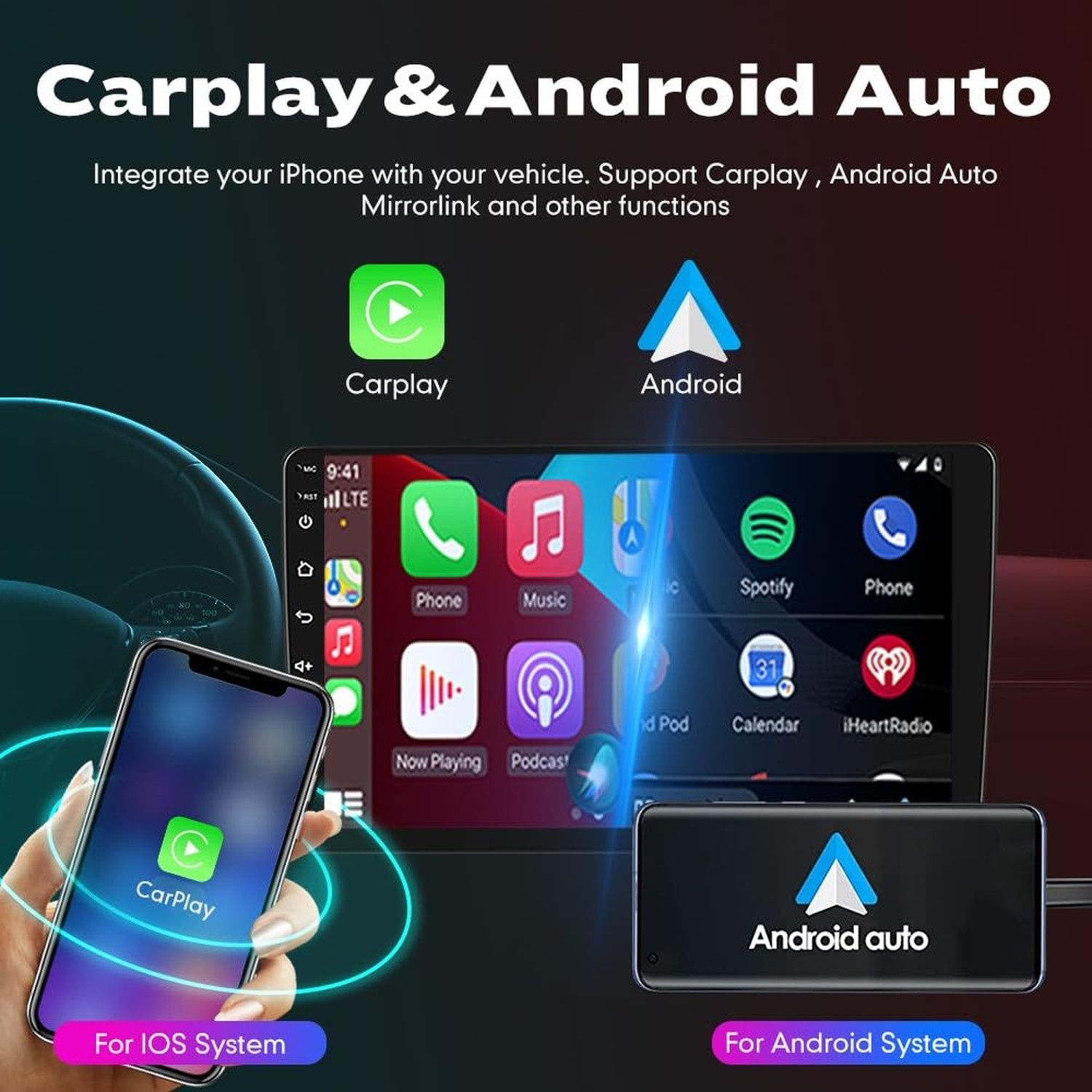 CarPlay Android Auto Navigation Stereo GPS Radio Display 10″ IPS Headunit Tab…