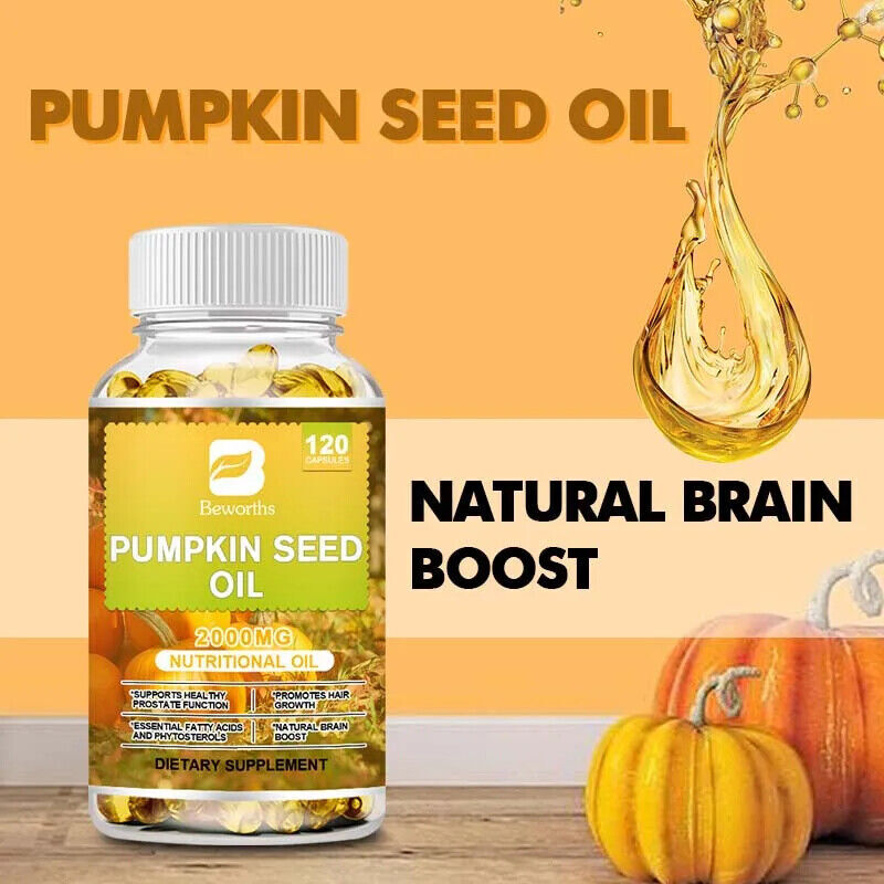 1/2/4 Bottles Pumpkin Seed Oil Capsules 2000mg Nutrional Oil, Brain Boost