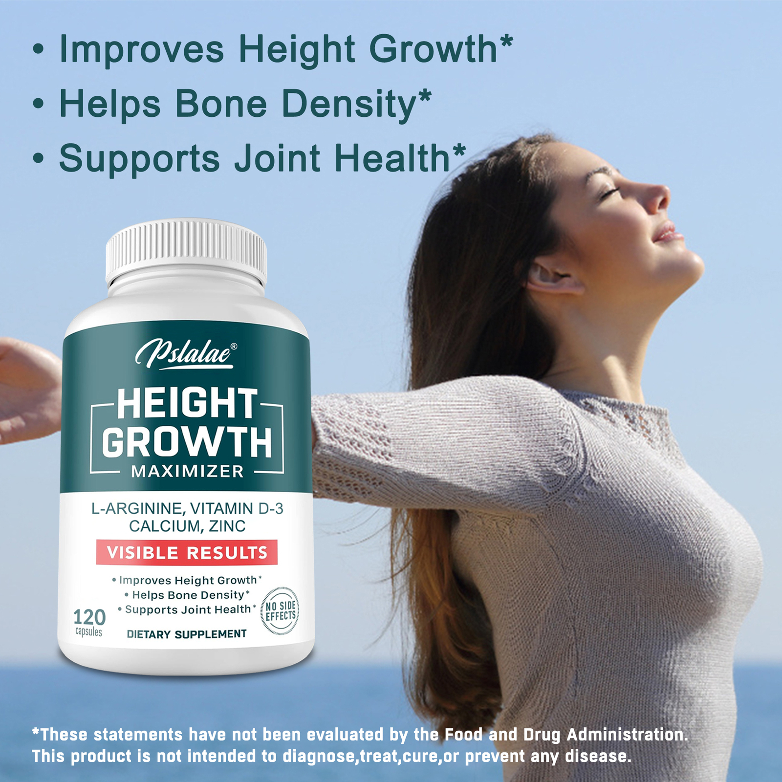 Height Growth- L-Arginine,Vitamin D3,Calcium, Zinc, Height,Maximizer Bone Growth