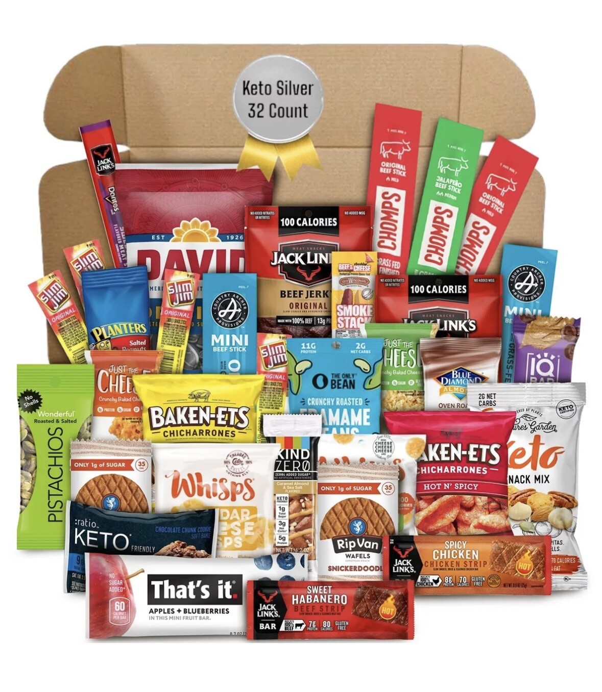 Silver Keto Box High Protein Low Carb 32 Count Meat Variety Snack Package Gift❤️