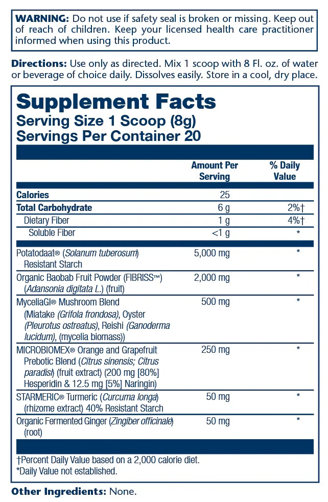 Solaray Microbiome Prebiotic Powder 5.64 Oz, 20 servings