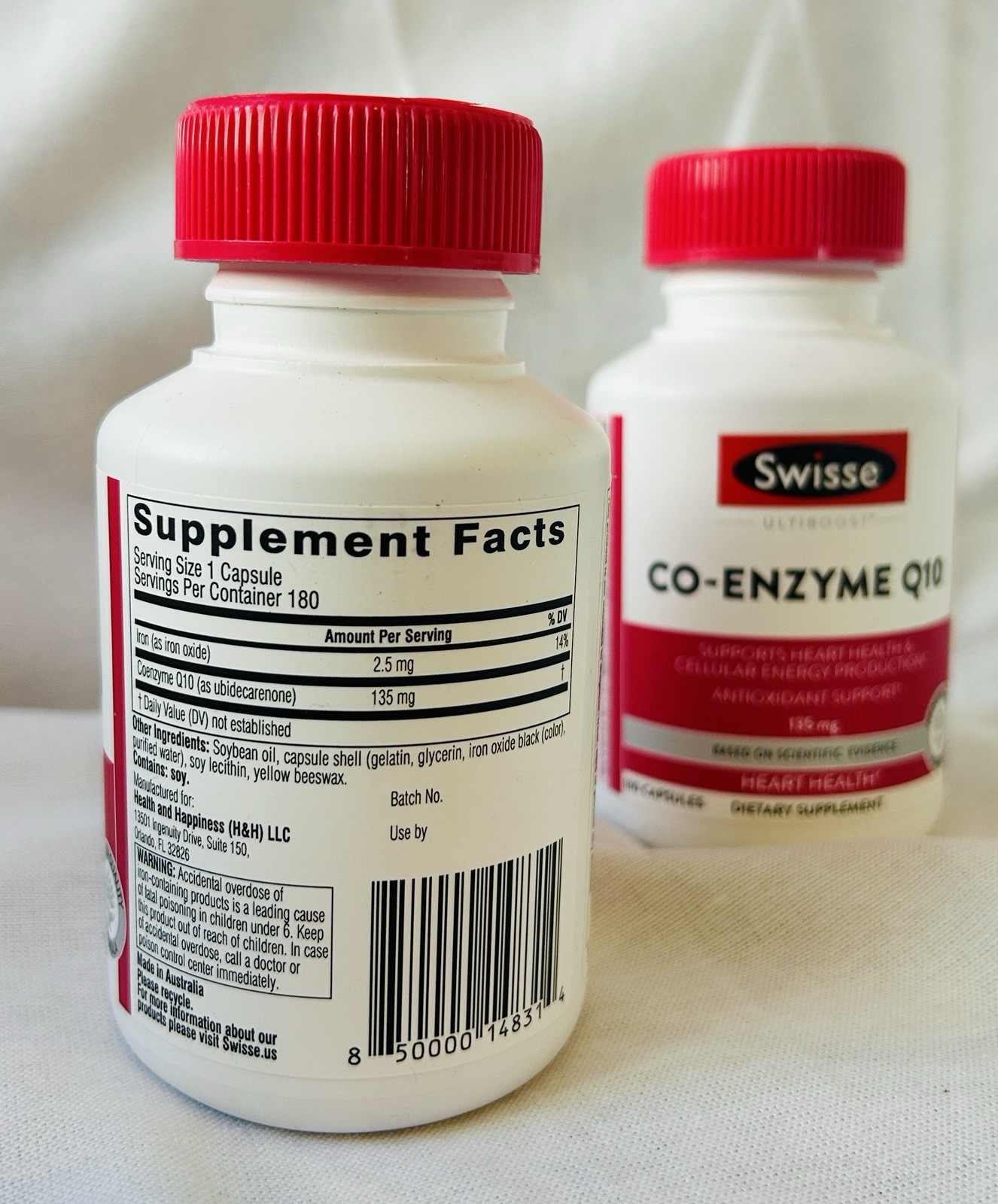 Lot 2 Swisse CoQ10 135mg 180 Caps Heart Health Antioxidant Supplement Exp 7/26