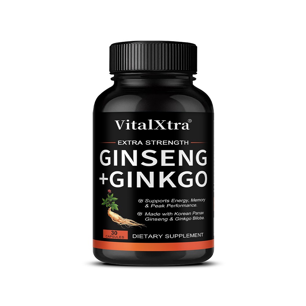 Korean Panax Ginseng Ginkgo 1120 mg Memory,Focus Support 30/60/120 Capsules