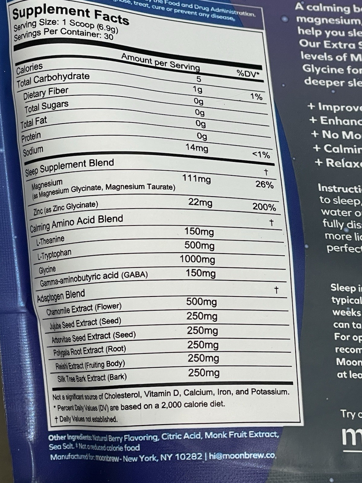 MOONBREW Nighttime Superfoods Sleepy Berry Xtra Strength Vegan 30 Servings 11/26