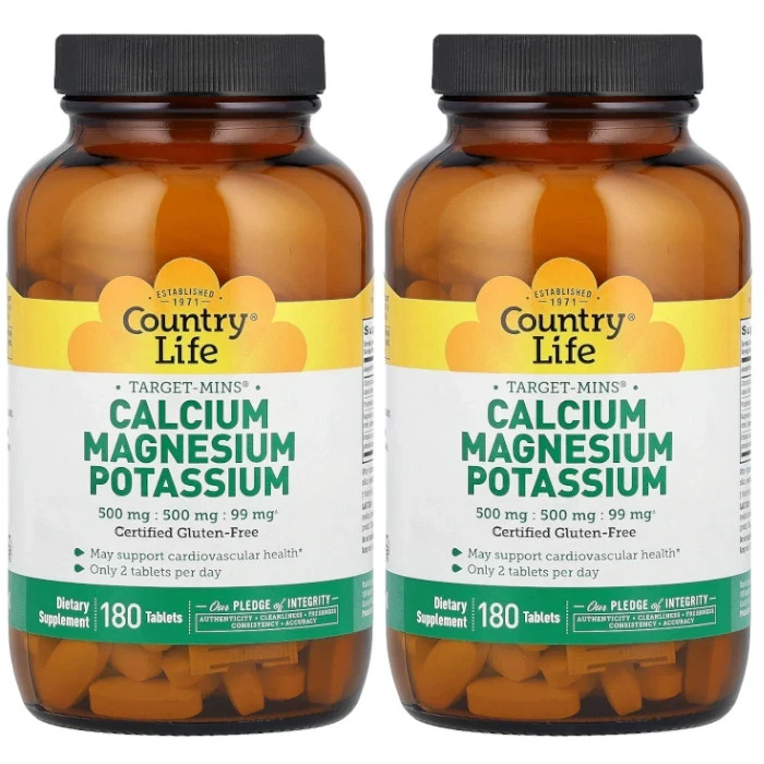 Country Life Target-Mins – Calcium Magnesium Potassium 180 Tabs (Pack of 2)