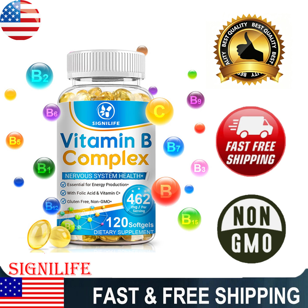 Vitamin B Complex Capsules B1 B2 B3 B5 B6 B7 B9 B12 Folic Acid & Biotin Energy
