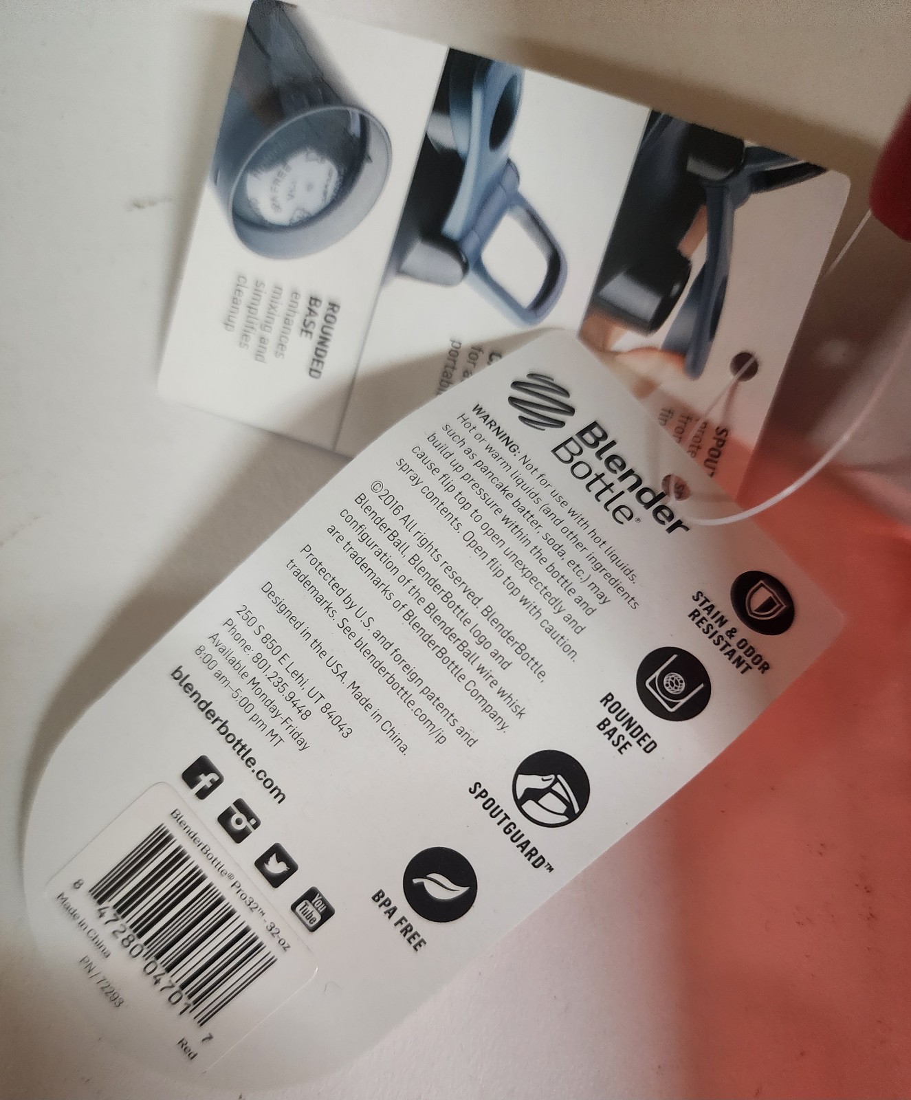 The Flash Blender Bottle Pro32 BPA Free 32oz Stain & Odor Resistant NEW