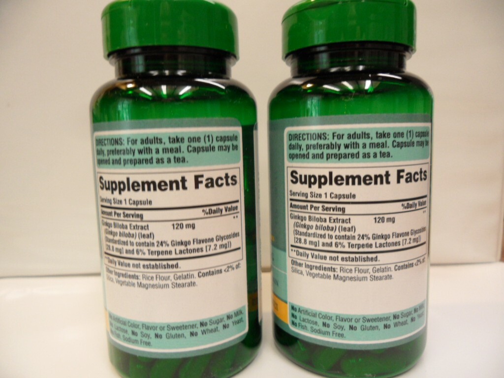 Ginkgo Biloba 120 mg 100 Capsules (2 Btls.) Supports Healthy Brain Function