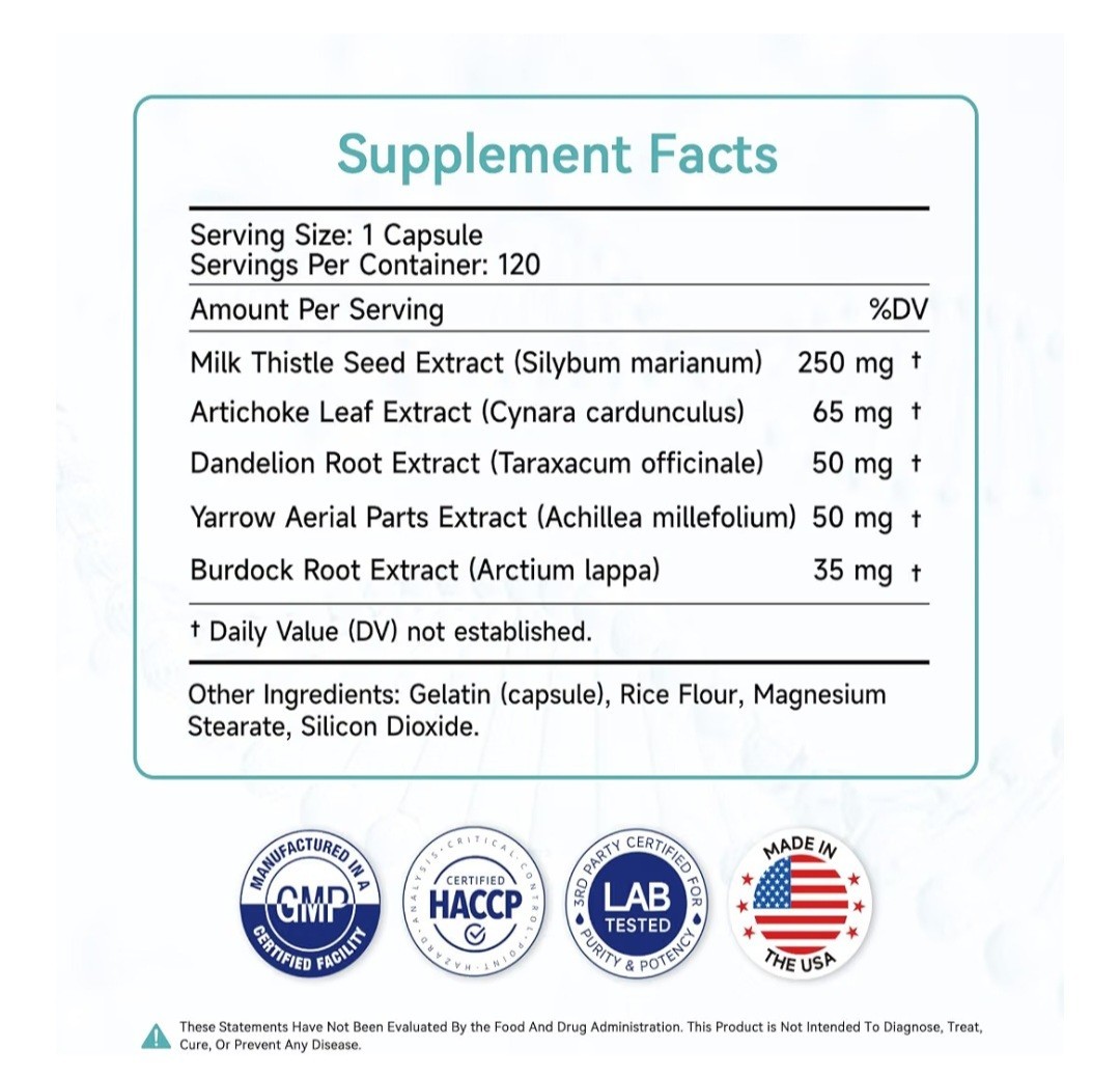 Vinatzen Liver Support Supplement Milk Thistle 120 Capsules 250mg Gluten-Free
