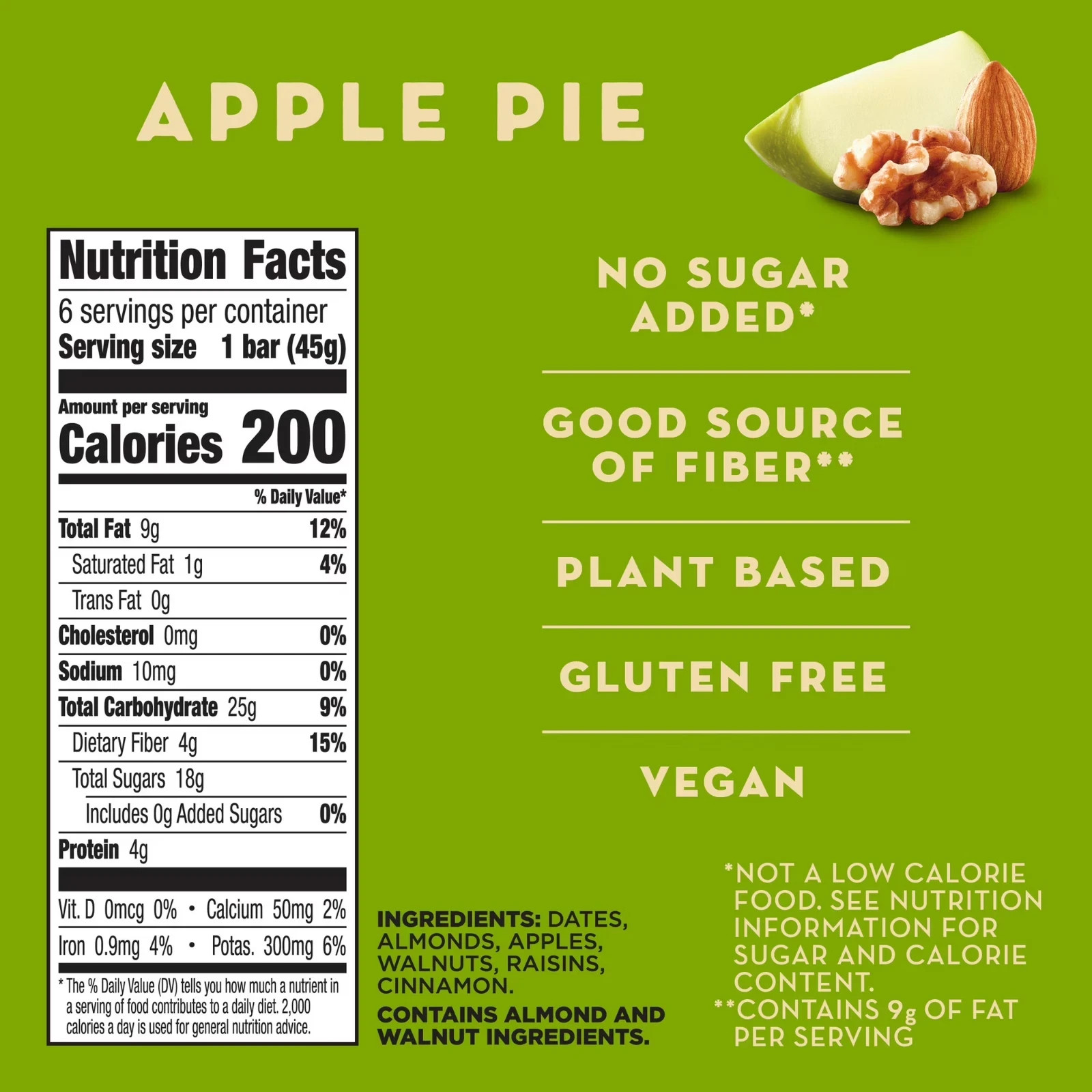 Larabar Apple Pie Fruit and Nut Bars, Gluten Free and Vegan, 9.6 oz, 6 Count
