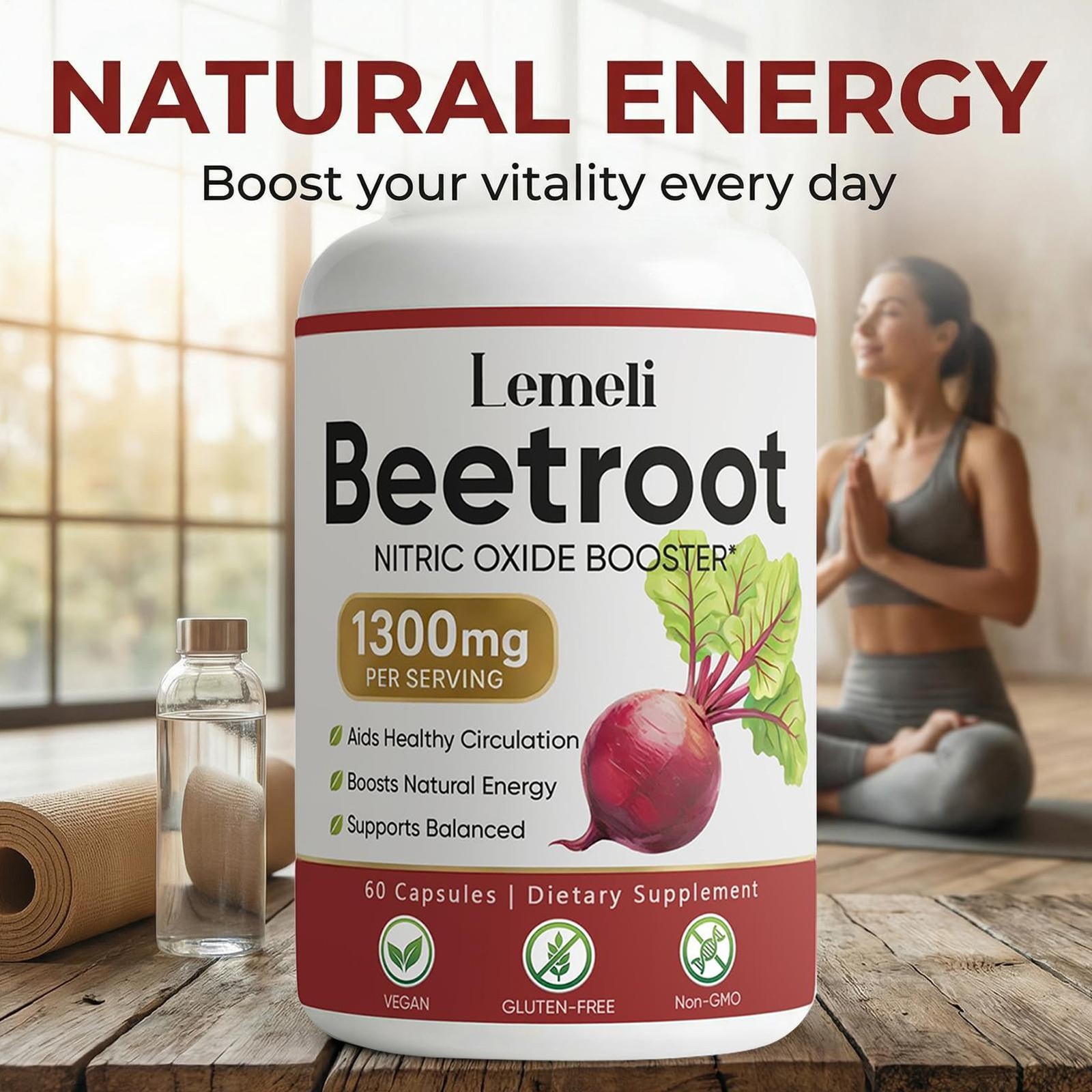 Lemeli Beetroot – 1300mg, Lemeli Beet Root Supplement 60 Capsule Supplement