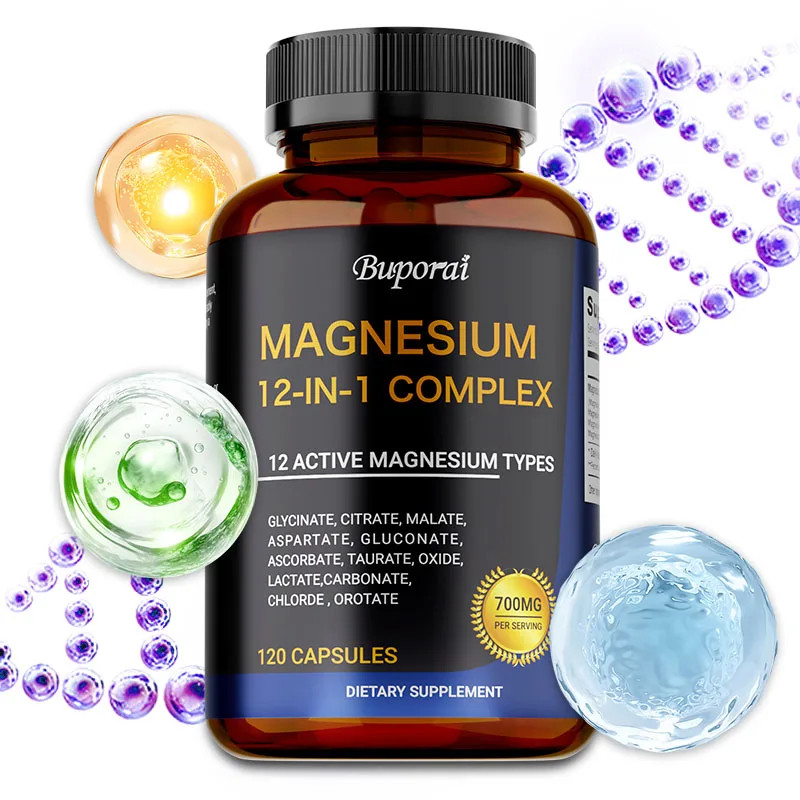 12-in-1 Magnesium Complex 120pcs – Stress & Anxiety Relief, Muscles, Bone Health