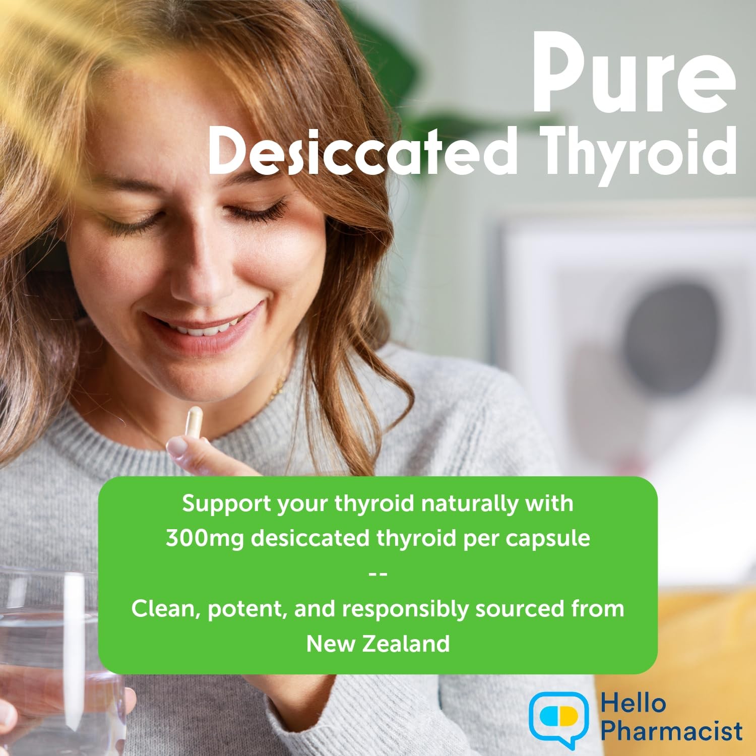 Raw Desiccated Bovine Thyroid 300mg Per Capsule – Energy 60 Count (Pack of 1)
