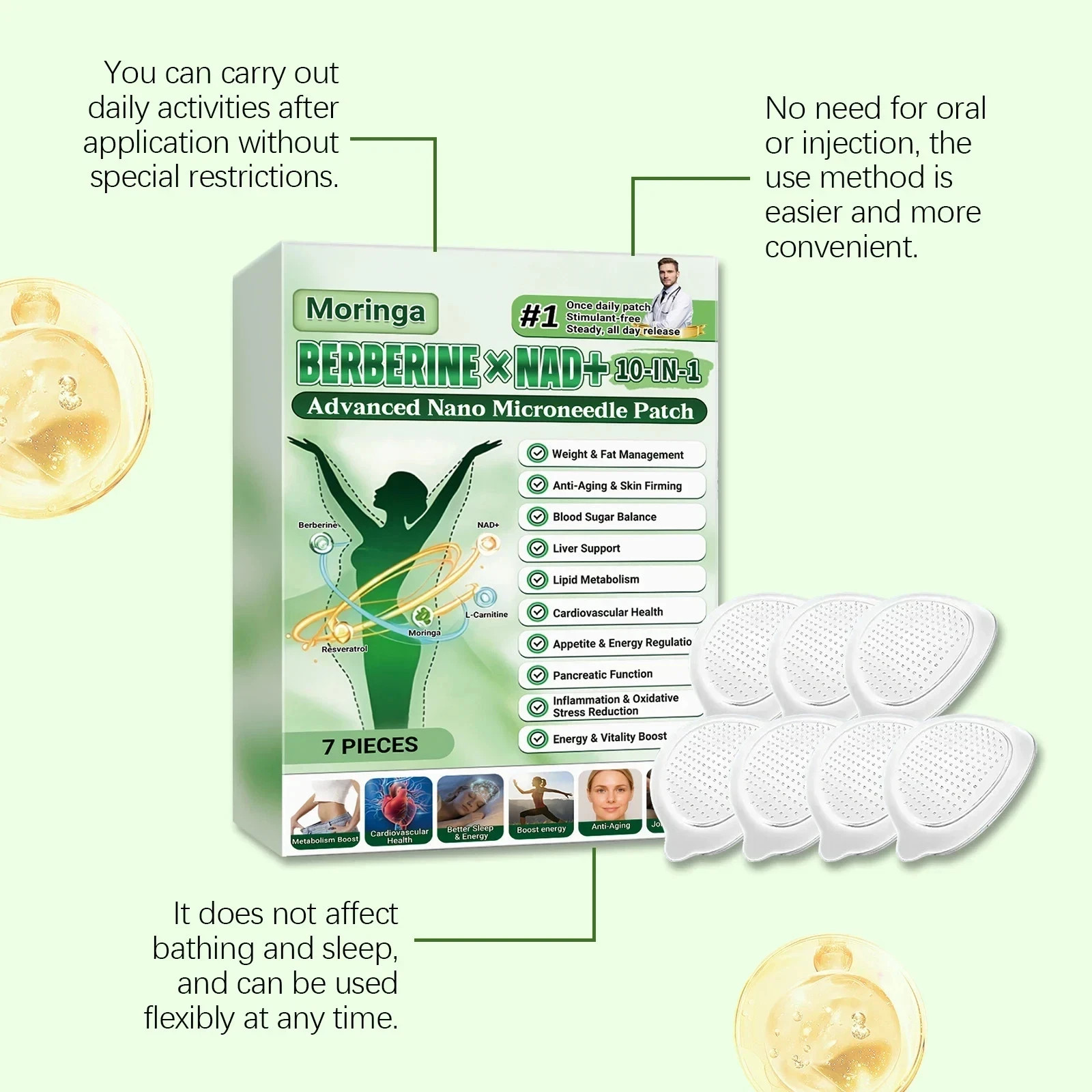 50% OFF Moringa Berberine x NAD+ 10-in-1 Advanced Nano Microneedle Patches New