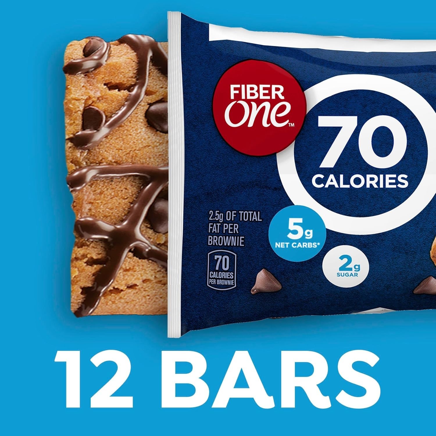Guilt-Free 70 Calorie Brownies – Chocolate Chip Cookie Snack Bars, 12 Ct Pack