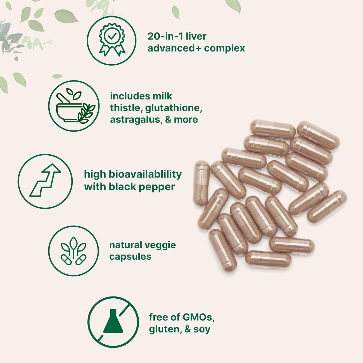 Liver Advanced+, 240 Veggie Capsules | 20-in-1 Complex with Milk Thistle