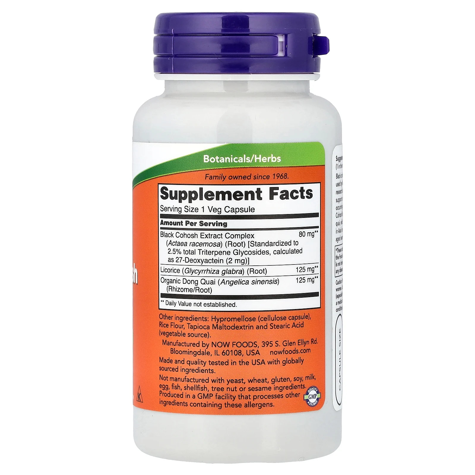 Now Foods Black Cohosh Root 80 mg 90 Veg Capsules GMP Quality Assured, Vegan,