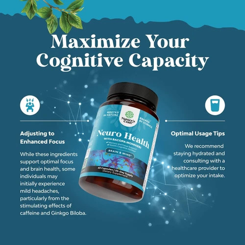 Nootropic Brain Supplement for Memory and 60 Count (Pack of 1), Light Blue