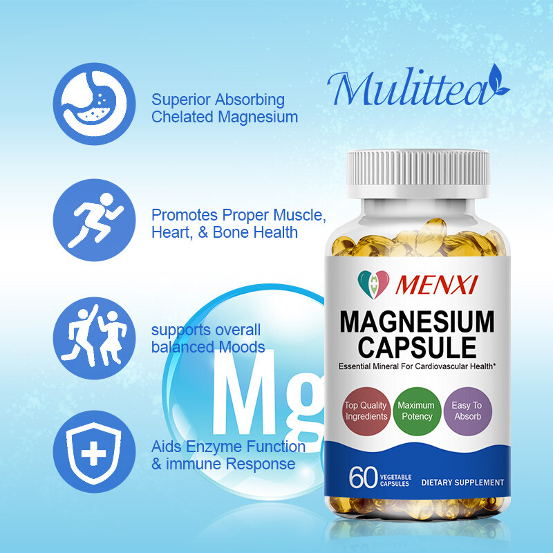 Magnesium Capsules Complex Glycinate Citrate Malate Oxide For Unisex 120Capsules