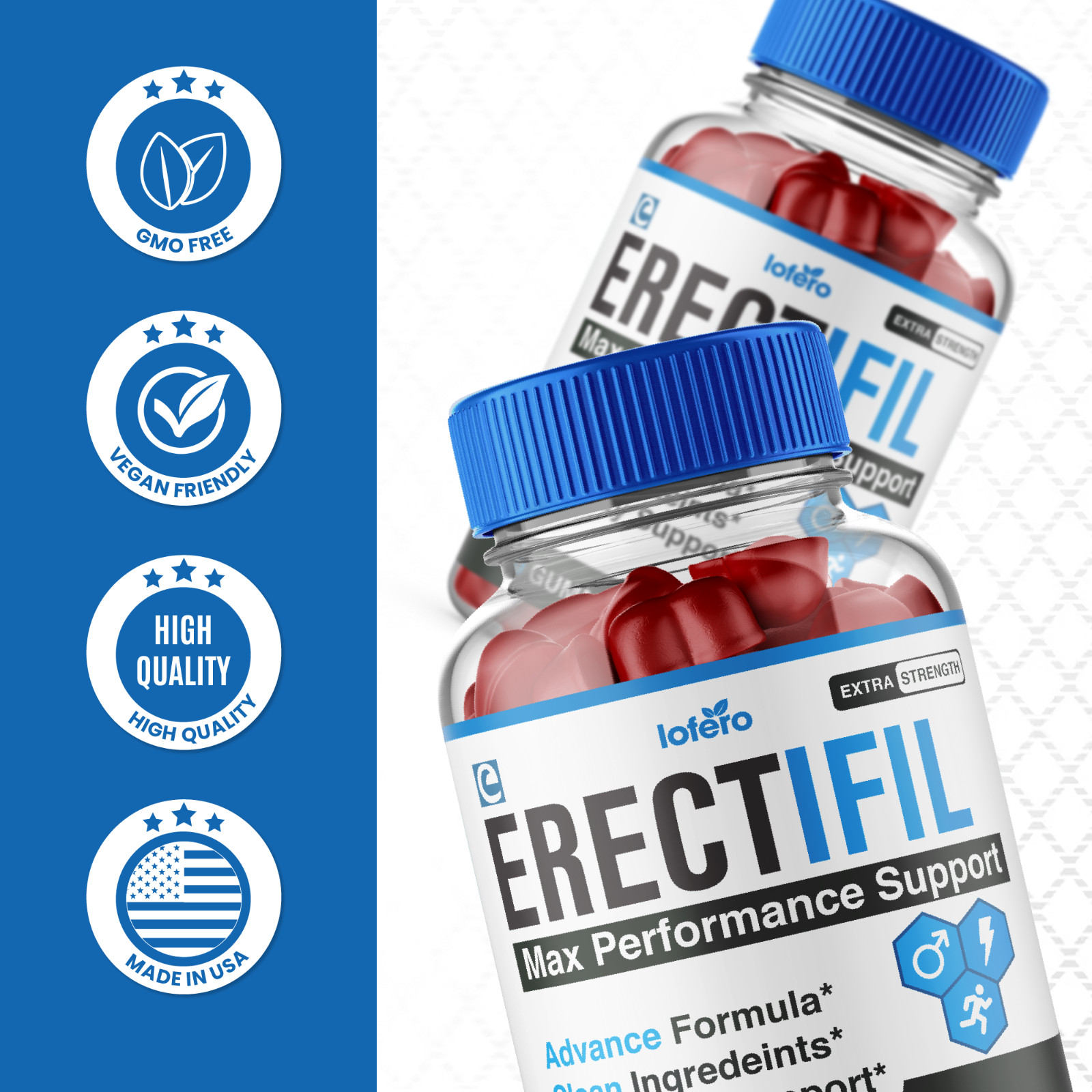 (2 Pack) Erectifil Male Gummies, Advanced Men Performance Support (120 ct)
