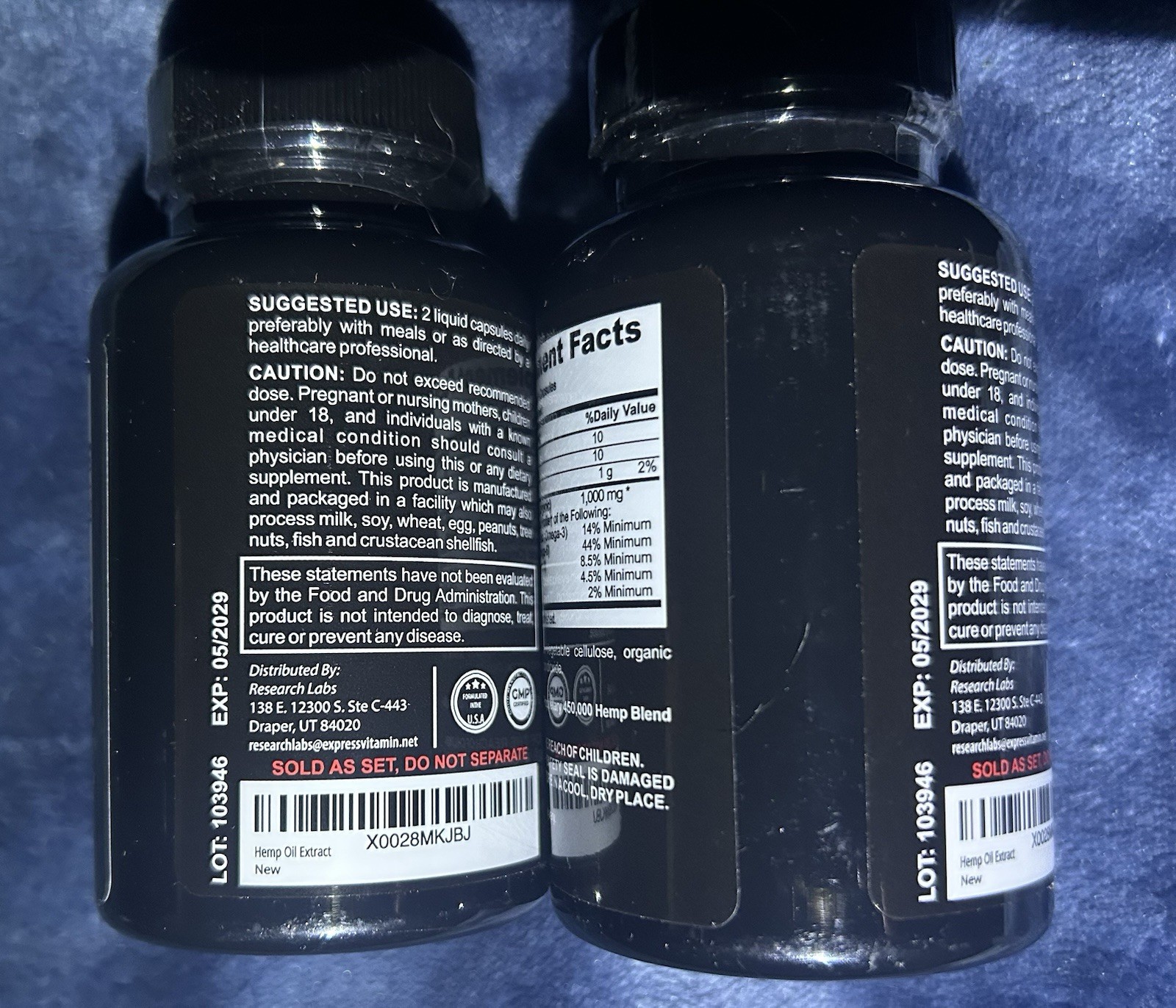 Research Labs Premium Capsules, 2 100% Organic All Natural Oils